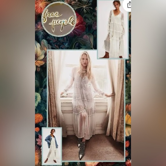 NWOT Free People Stevie Sheer Lace Ivory Maxi Dress xs - Picture 3 of 15